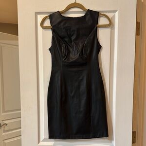 Susana Monaco Black Ruched Mock Neck Mini Dress